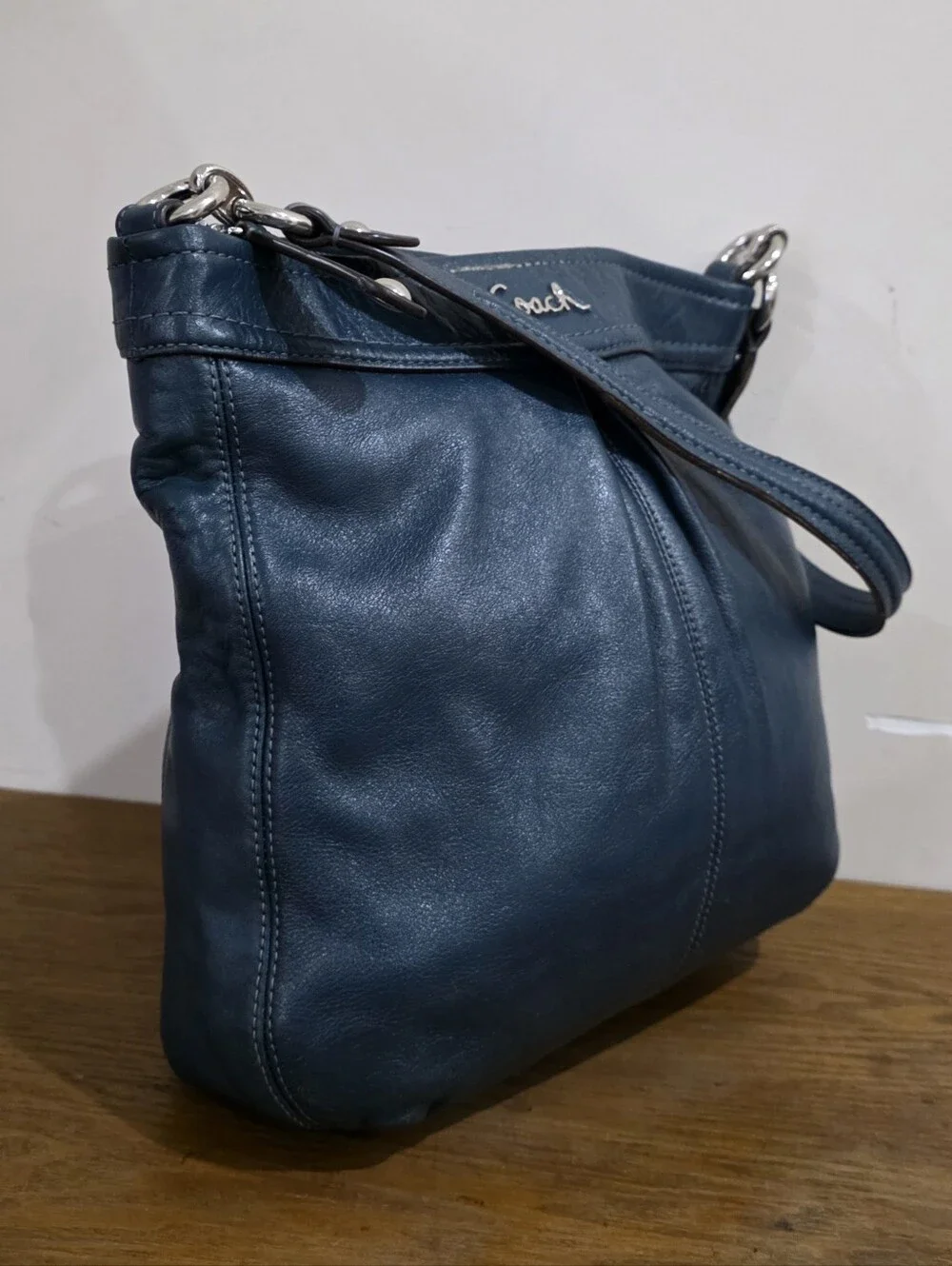 Coach Blue Navy Leather Shoulder Bag